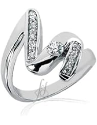 0.35 Ct Round Diamond Swirl Fashion Ring 14K WHITE GOLD SI2 COLOR-H