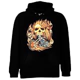 Flaming Skull Biker Sweatshirt, Motorcycle Sweatshirts, Old School Chopper Hoodies
