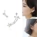 CIShop Asymmetry Star Diamond Pearl Stud Earrings Ear Cuff Earring 925 Sterling Silver Post(Hypoallergic)
