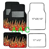A Set of 4 Universal Fit Fire Flame Carpet Floor Mats for Cars Truck - Black Red by Unknown