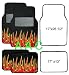 A Set of 4 Universal Fit Fire Flame Carpet Floor Mats for Cars / Truck - Black Red