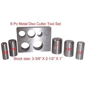 6 Pc Jeweler's Disc Cutter Puncher Tool Set 1" to 5/8"
