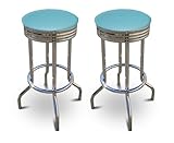 2 Baby Blue Vinyl Specialty / Custom Barstools Set