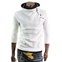 Doublju Mens Unbalanced Zip Button Hoodies(SH24)