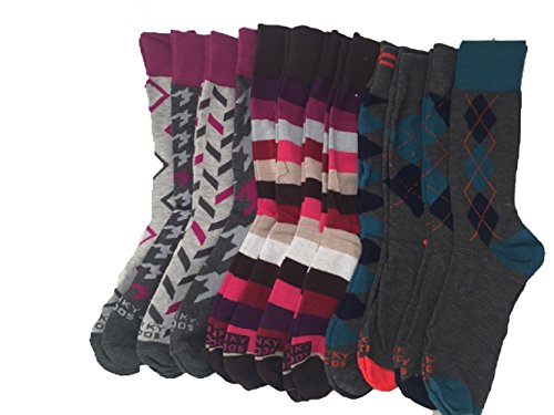 Funky Socks Mens, Set of 12, Sock size 10-13, Styles may vary