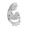 18K White Gold Diamond Child and Mother Pendant