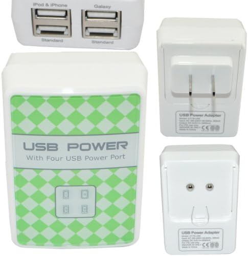 ERUSUN® 4 USB Power Ports Home Travel Wall AC Charger Adapter Removal US Plug Socket for Apple,Samung,HTC,Nokia,Blackbery,Sony,LG,Motorola