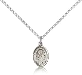 Genuine IceCarats Designer Jewelry Gift Sterling Silver St. Genevieve Pendant 1/2 X 1/4 Inch With 18 Inch Sterling Silver Lite Curb Chain. Made In Usa.
