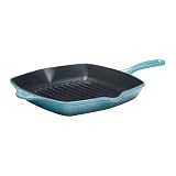 Le Creuset Enameled Cast-Iron 10-1/4-Inch Square Skillet Grill, Caribbean