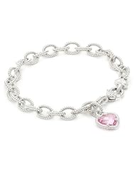 Judith Ripka "Fontaine" Pink Single Heart Charm Bracelet