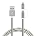[Apple MFi Certified] 2 in 1 Dual Lightning USB Cable 3ft 1 M, HUNDA Nylon Braided USB Connector for Any Android and Apple Devices such as iPhone, iPad , Samsung, HTC, Nexus, Sony and more (Gray)
