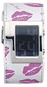 Red or Dead Digital  White with pink lipstick print leather strap watch 1514-B
