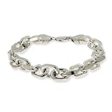 Eve's Addiction Linked Anchor Chain Mens Sterling Silver Bracelet
