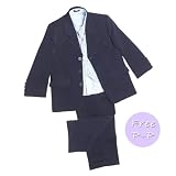 LG New Boys Navy 5 Piece Jacket Light Blue Cravat Shirt Pants Waistcoat Wedding Pageboy Suit Size