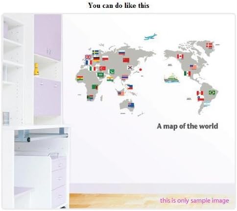 Easy Instant Decoration Wall Sticker Decal - World Map with Flags