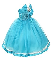 Girls Tea Length Organza/Satin Asymmetric Pageant Dress 