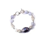 Chalcedony and Enamel Finish Fashion Bracelet in Sterling Silver