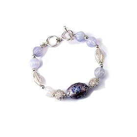 Chalcedony and Enamel Finish Fashion Bracelet in Sterling Silver by Chalcedony Bracelets