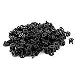 uxcell　200個入り　3.1mm　径LEDランプケーシング　ホルダ支持　ライトソケット　ブラック　プラスチックスナップ