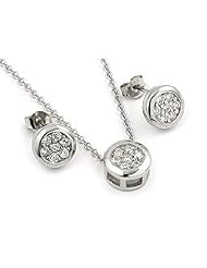 Round Pave Cubic Zirconia Cz Sterling Silver Set