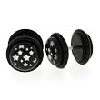 Black Acrylic Faux Plug - White Stars Logo - 16g Stud Wire - 00g Fake Plug - Sold as a Pair