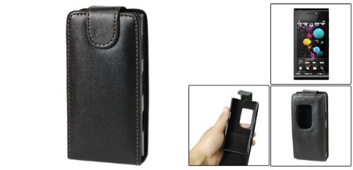 Gino Black Faux Leather Magnetic Flip Flap Pouch Case for Sony Ericsson U1