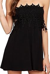 Strapless Checkered Print Polyester/Spandex Lace Spring Summer Winter Club Dress/Party Dress/Mini Dress 