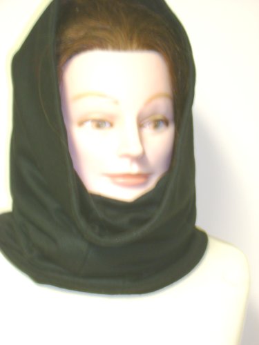 Hd148, Double Knit Thick Black Wool Jersey Winter Balaclava for Women and Teens