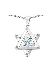 Original Star K (tm) Jewish Star of David Pendant with Round Genuine White Topaz in 925 Sterling Silver