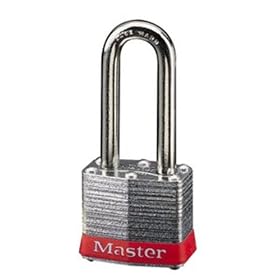 Master Lock 3KALFRED Safety Lockout Keyed-Alike Padlock 1-9/16-Inch Body with 1-1/2-Inch Extra Length Shackle, Red Bumper