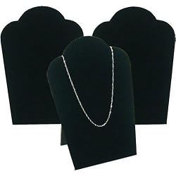 3 Black Velvet Padded Necklace Pendant Display Bust Easels 5.25"