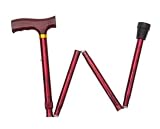Essential Medical Supply Steppin' Out Folding Wood T-Handle Cane, Textured Finish, Red
