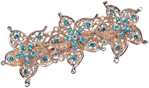 LUNA Womens Rhinestone Flower Hair Clips Hair Pins Wedding Accessories Blue