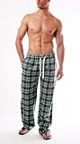 Image of Bottoms Out Mens Flannel Plaid Sleep/Lounge Pants - Green Plaid - Medium