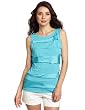 Vince Camuto Womens Sleeveless Mixed Media Tiered Top