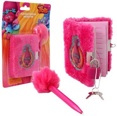Trolls Movie Plush Diary with Lock and Fuzzy Pen by Trolls Movie
