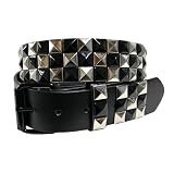 Black & Silver Pyramid Spike Studded Belt Size Large