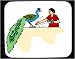 Mouse Pad with body, individuals, feeding, individual, peacock, humans, woman, person, human, eating, persons, people, pets, animal, tail