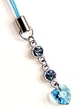 Swarovski Crystal Blue Heart Stone Cell Phone Charm