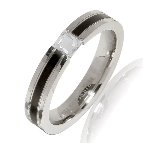 Bliss Republic Damen-Ring Edelstahl IP-Beschichtung schwarz Zirkonia wei&szlig; 60160030 61 Preisvergleich