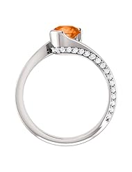 14K White Gold 6.00mm Round Cut Mexican Fire Opal and Diamond Ring -- LIFETIME WARRANTY