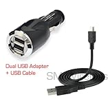 For HTC HD7 / G2 / Desire ADR6275Aria / myTouch 3G Slide / Supersonic EVO 4G / Droid Incredible / HD2 / Nexus One 2-Port Dual USB Car Charger Adapter with USB Charging Data Cable