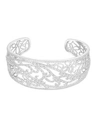 Sterling Silver and Diamond Accent Whimsical Garden Bangle Bracelet