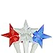 Set of 30 LED Red, White & Blue 4th of July Patriotic Star Lights - White Wire