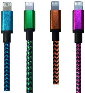 TTGF(TM),Aluminium alloy,4 PCS 3.3 Feet 8 Pin Date Cable And Charging Cord for iPhone 6, 6 Plus, 5S, 5, 5C, iPad Air 2, iPad Air, iPad 4, iPad mini 3 2 1, iPod touch 7(blue,green,orange,rose)