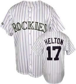 MLB Men's Colorado Rockies Todd Helton White/Purple Pinstripes Home Short Sleeve 6 Button Synthetic Replica Baseball Jersey Spring 2012  (White/Purple Pinstripes, XX-Large)