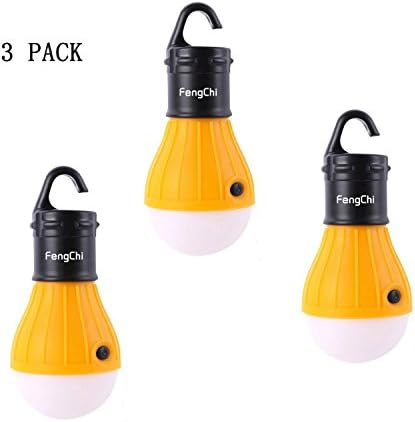 LED Camping Lantern, FengChi [3 PACK] Emergency Tent Light - Backpacking, Hiking, Fishing, &amp; Outdoor Lighting Bug Out Bag Camping Equipment | Portable, Compact, &amp; Water Resistant Gift (yellow)