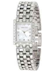 Anne Klein Womens AK/1057MPSV Baguette Swarovski Crystal Covered Silver-Tone Bracelet Watch