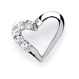 Beautiful Solid Sterling Silver Cubic Zirconia Rhodium Plated Heart Shape Pendant.