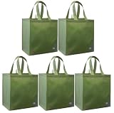 Reusable Grocery Tote Bag Olive 5 Pack